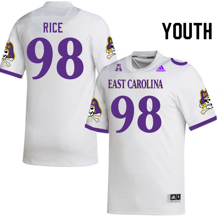Youth #98 Jerry Rice ECU Pirates College Football Jerseys Stitched Sale-White